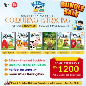 Kids colouring and tracing bundle with 6 educational booklets including alphabet, animals, fruits and vegetables for age 3+ in Sri Lanka